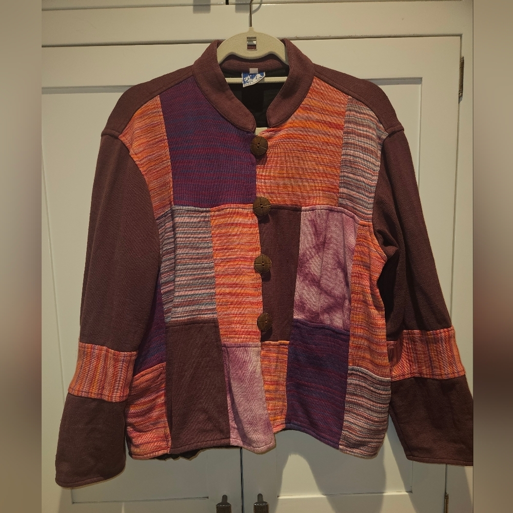 Vintage Cheppu Made in Nepal Patchwork Jacket – Size M – Boho Artisan Coat